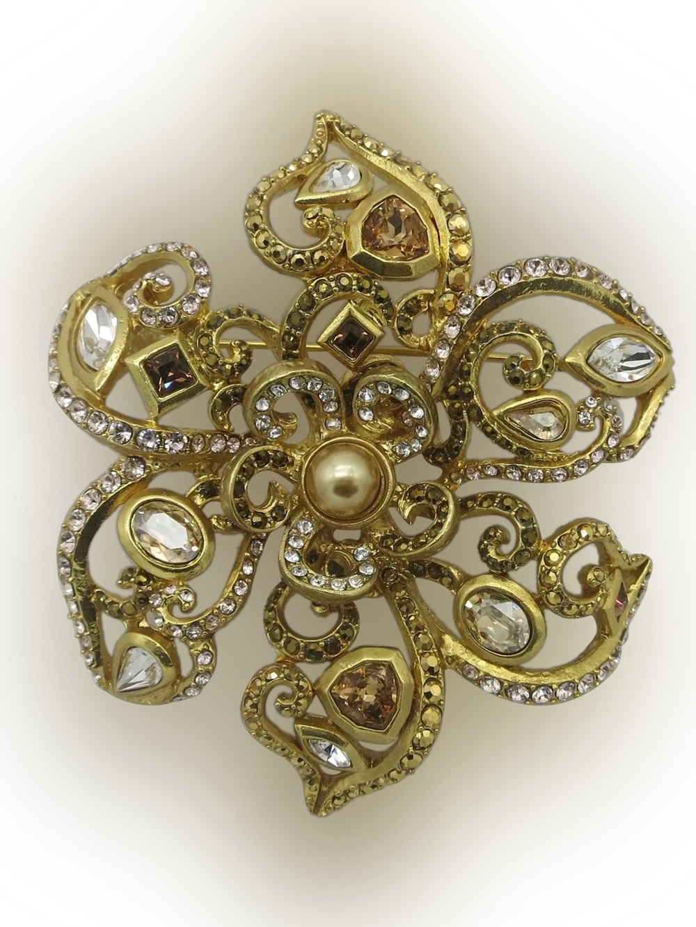 Jay Strongwater Vintage flower scroll brooch